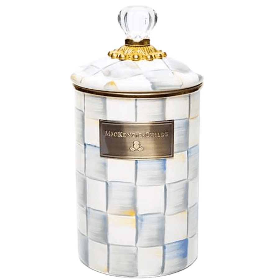 Sterling Check Enamel Canister Large | Gwynn's