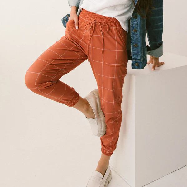 Destination Joggers, Rust Windowpane | Albion Fit