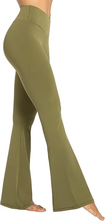 Sunzel Womens Flare Leggings with Tummy Control Crossover Waist and Wide Leg | Amazon (US)