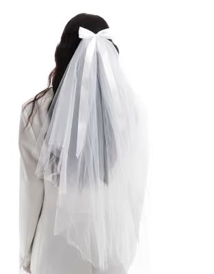 Six Stories Bridal layered maxi veil with bow in ivory | ASOS (Global)