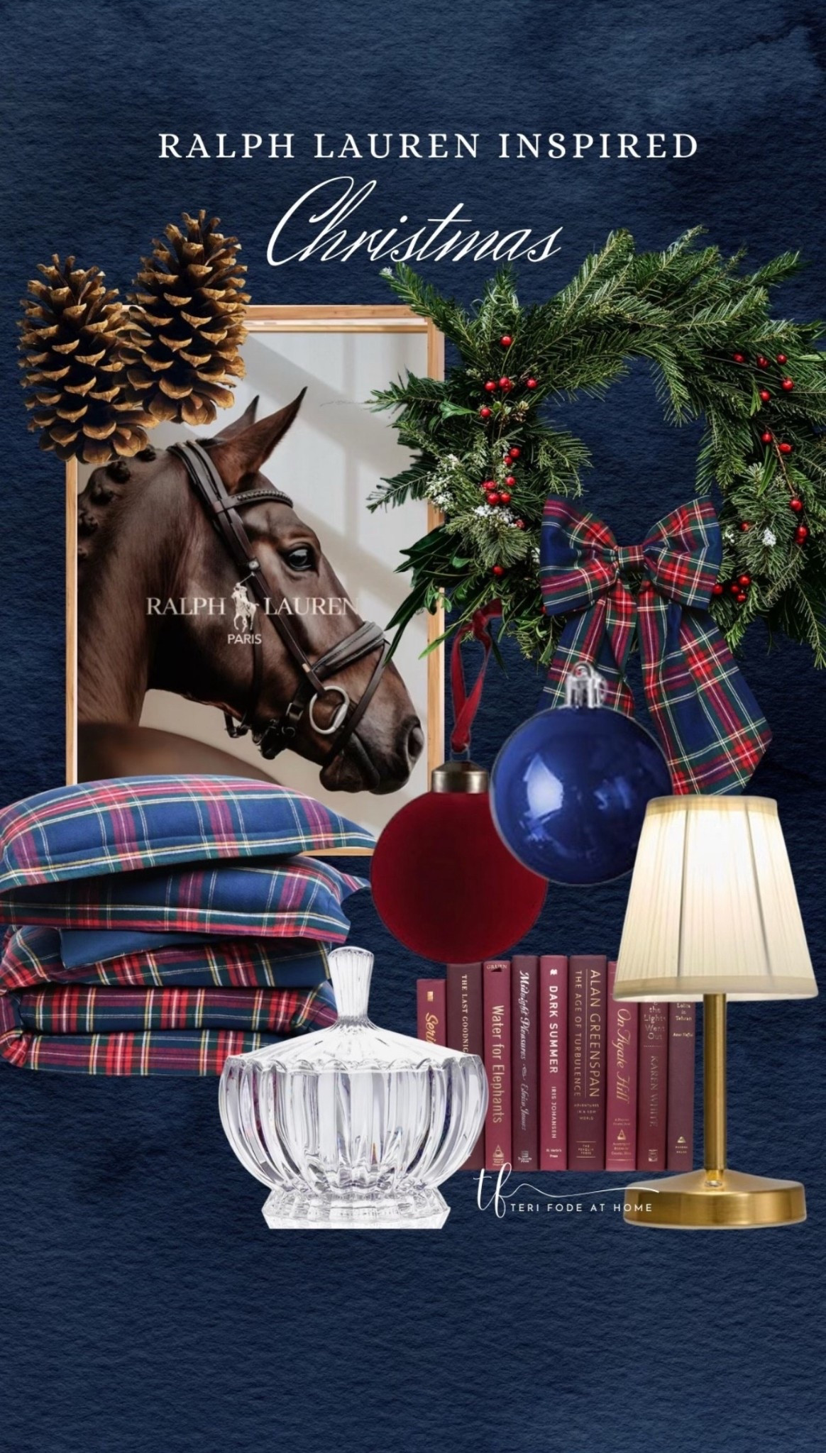 Ralph Lauren Christmas, navy, and burgundy plaid, navy plaid ribbon, burgundy plaid ribbon, navy, and burgundy Ralph Lauren themed Christmas, equestrian artwork, horse wallart

#LTKHome #LTKHoliday