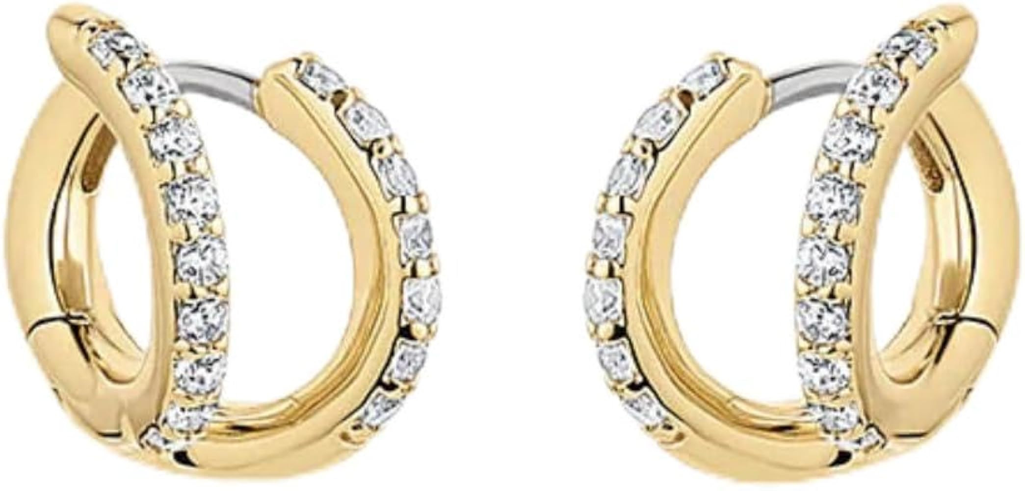 gorjana - Shimmer Double Huggies 3/8" - 18k Gold Plated - Cubic Zirconia - Illusion of Multiplici... | Amazon (US)