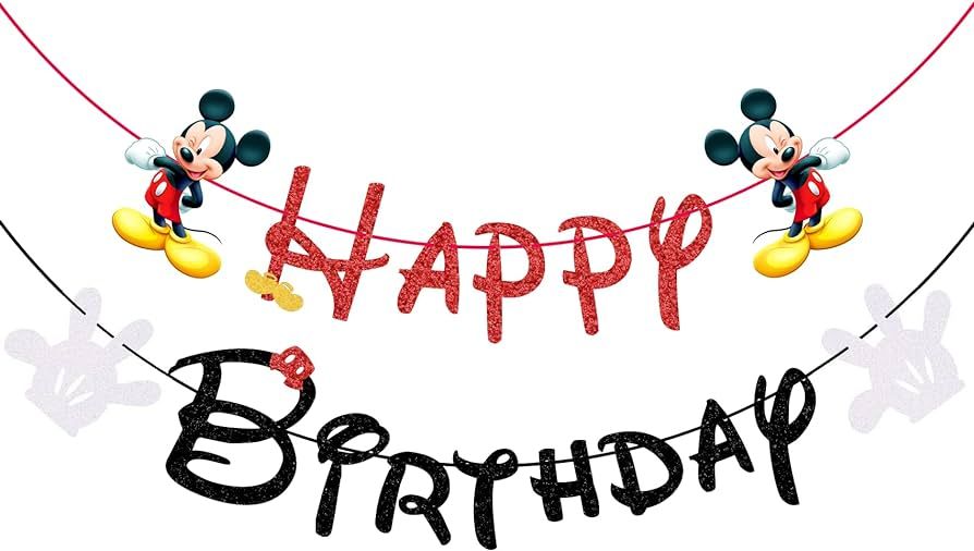 Black Mouse Birthday Banner, Glitter Mouse Birthday Decoration Happy Birthday For Baby Shower Kids Birthday Party Decorations | Amazon (US)