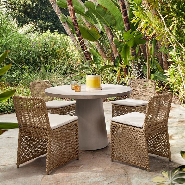 Outdoor Pedestal Bistro Table (32"–60") & Coastal Chairs Set | West Elm (US)