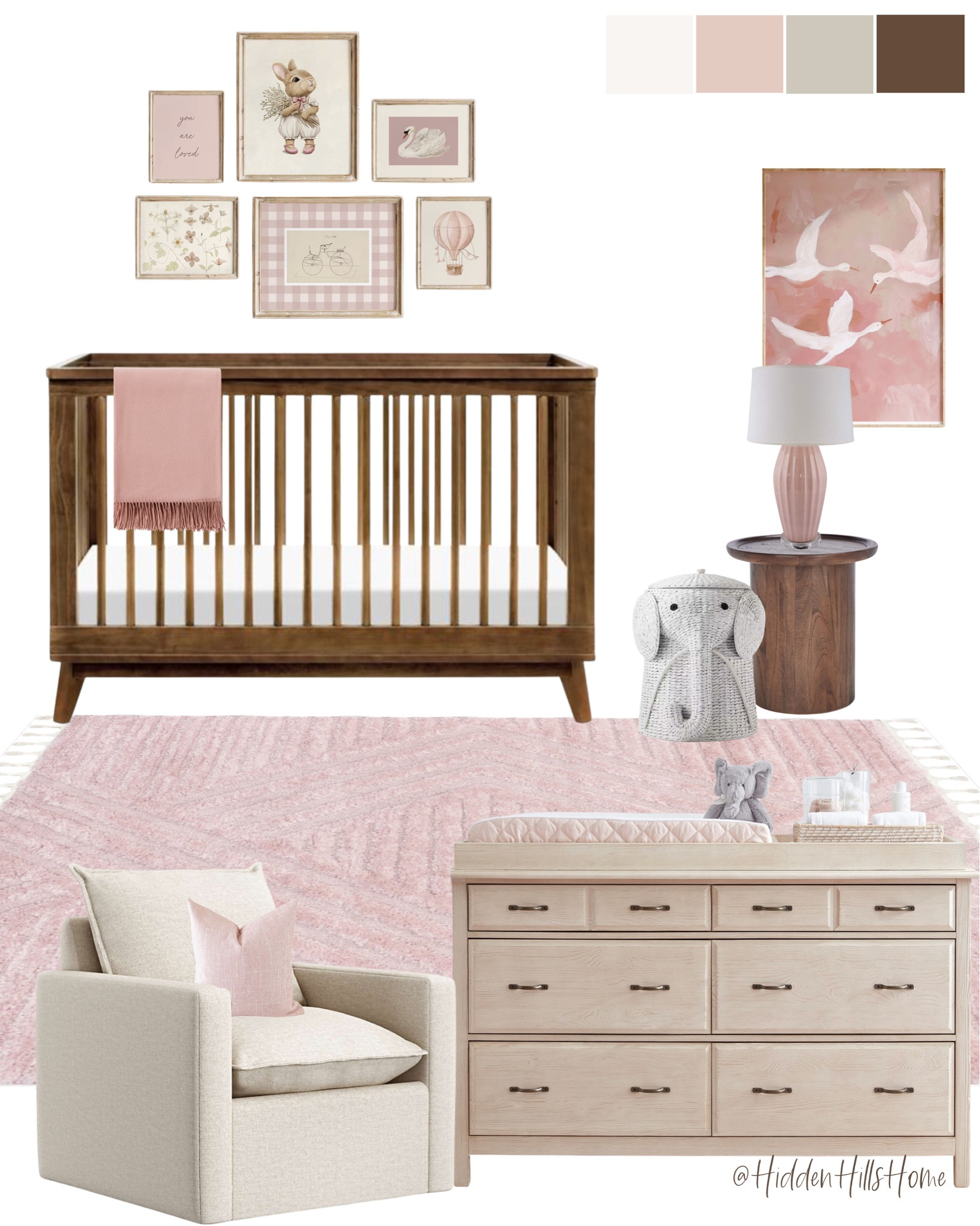 Girls nursery mood board, modern classic girls nursery design inspiration, pink girls nursery decor #babyroom #pink 

#LTKSaleAlert #LTKBaby #LTKHome