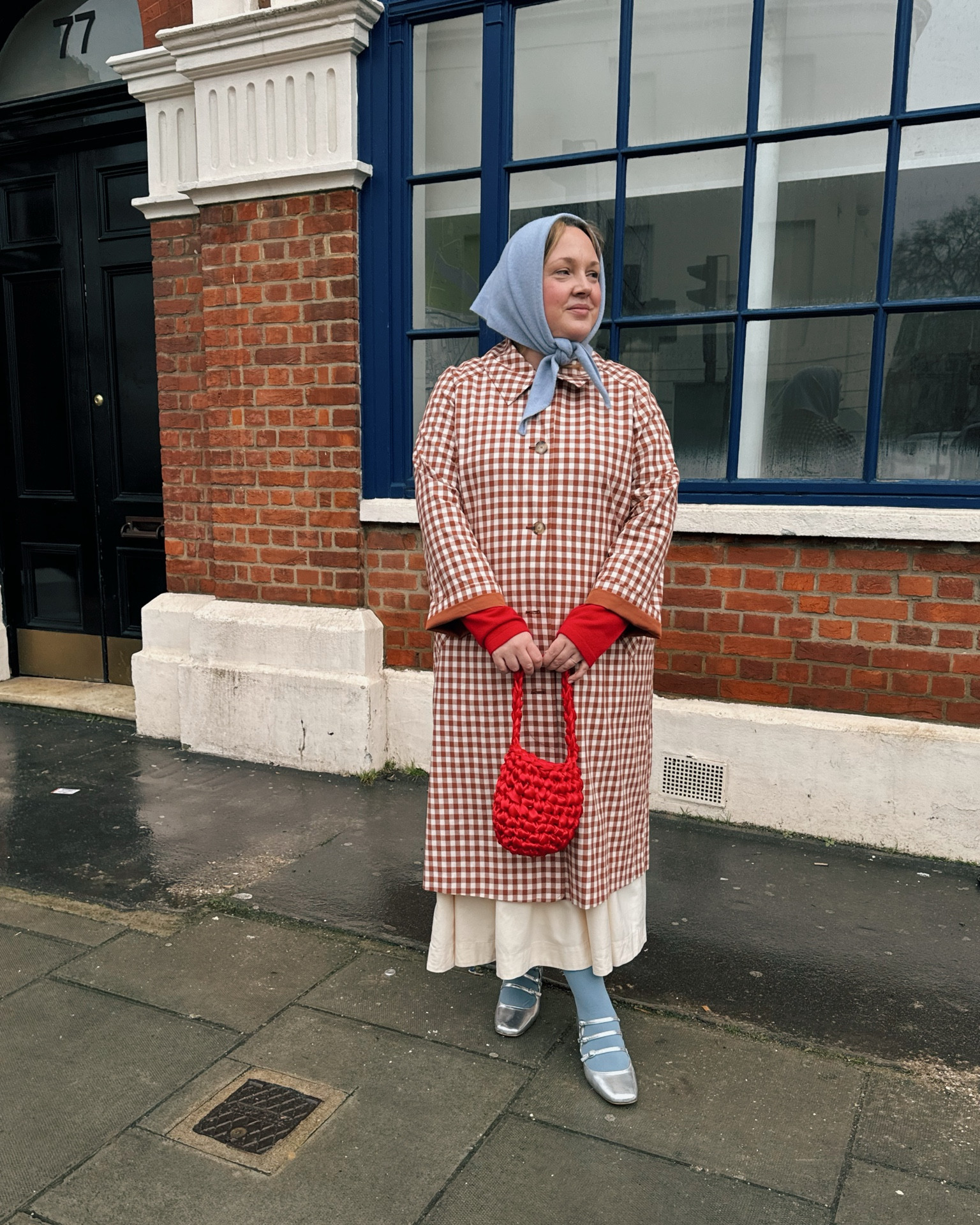 Gingham trench coat for the win. Midsize, size 18, gingham, brown gingham, checked coat, headscarf 

#LTKstyletip #LTKmidsize #LTKuk
