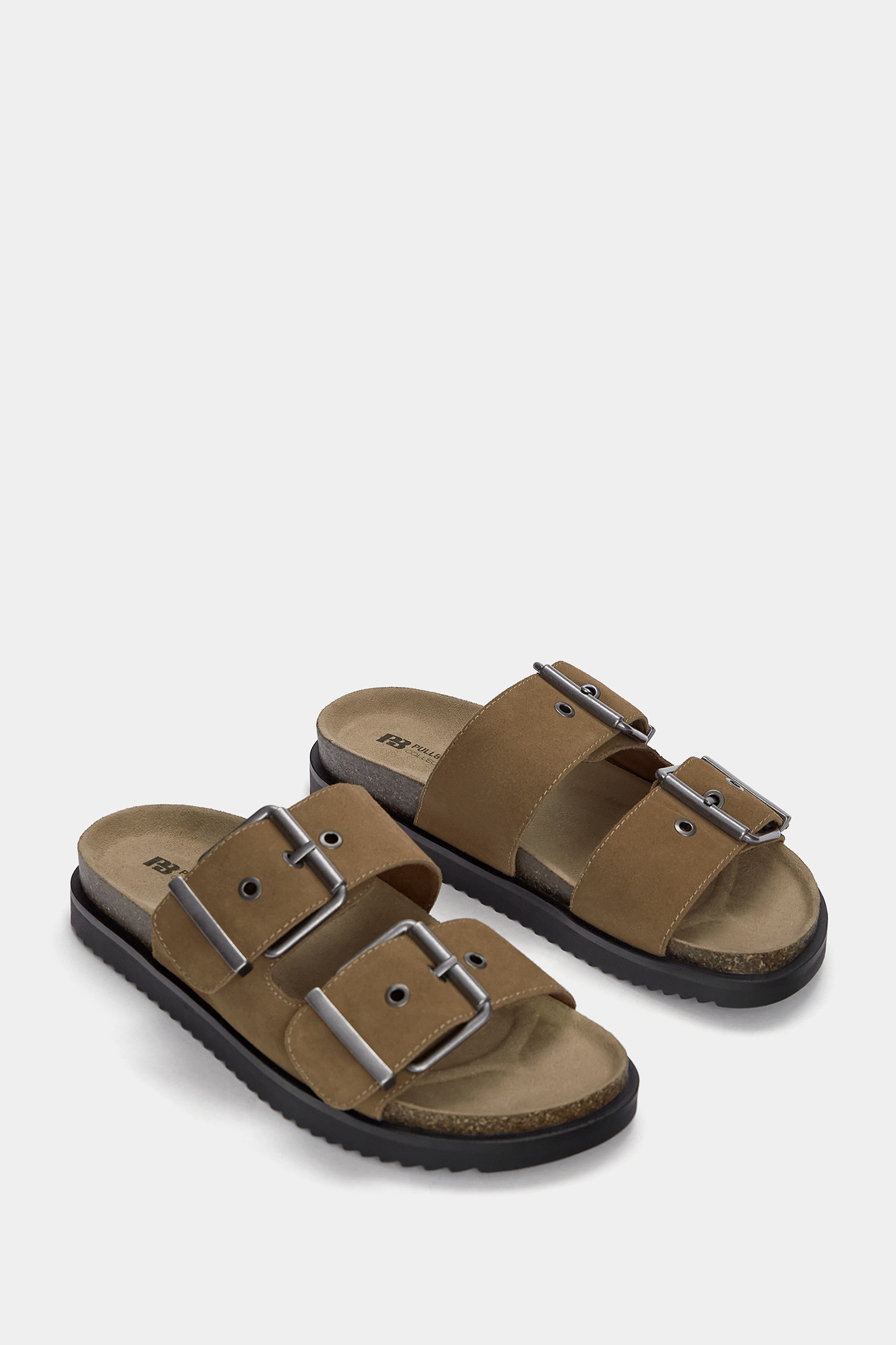 Sandalen Leder flach Schnallen | PULL and BEAR DE