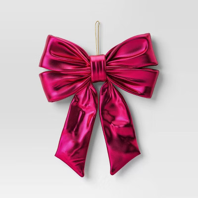 Small Double Christmas Decorative Bow Metallic Pink - Wondershop™​​​​​​​ | Target