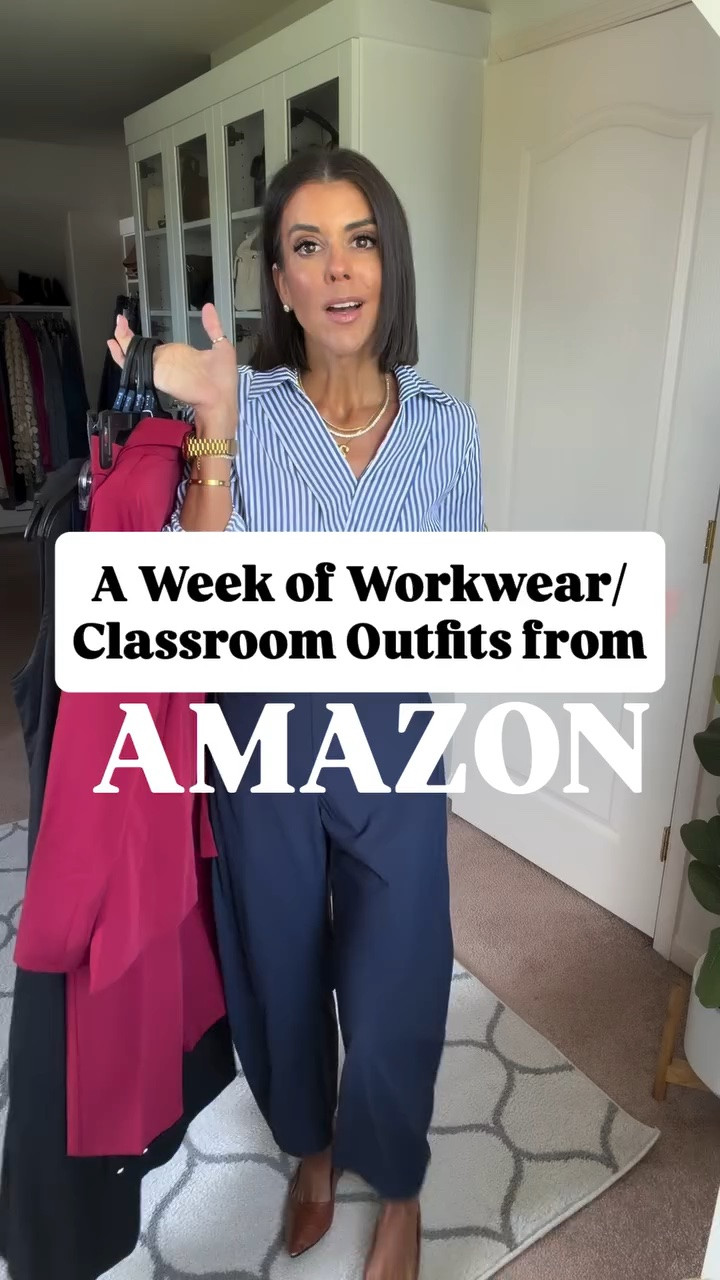 A week of workwear outfits! I’m 5’5 and in size small in everything except blazer set, white tank, blue pull on pants,  and blue sweater vest. Size xs in those

#LTKdayinmylife #LTKootd #LTKWorkwear