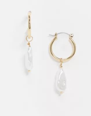 Whistles irregular pearl drop earrings in gold | ASOS (Global)