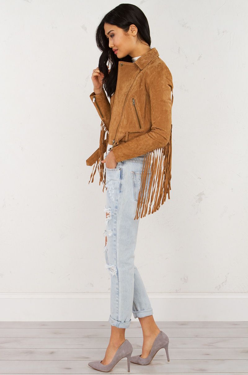 AKIRA Ometepe Fringe Suede Jacket | AKIRA