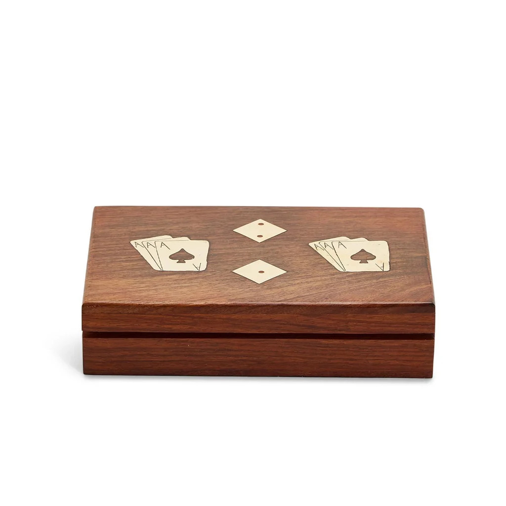 Wood Crafted Playing Card/Dice Game Set | Over The Moon