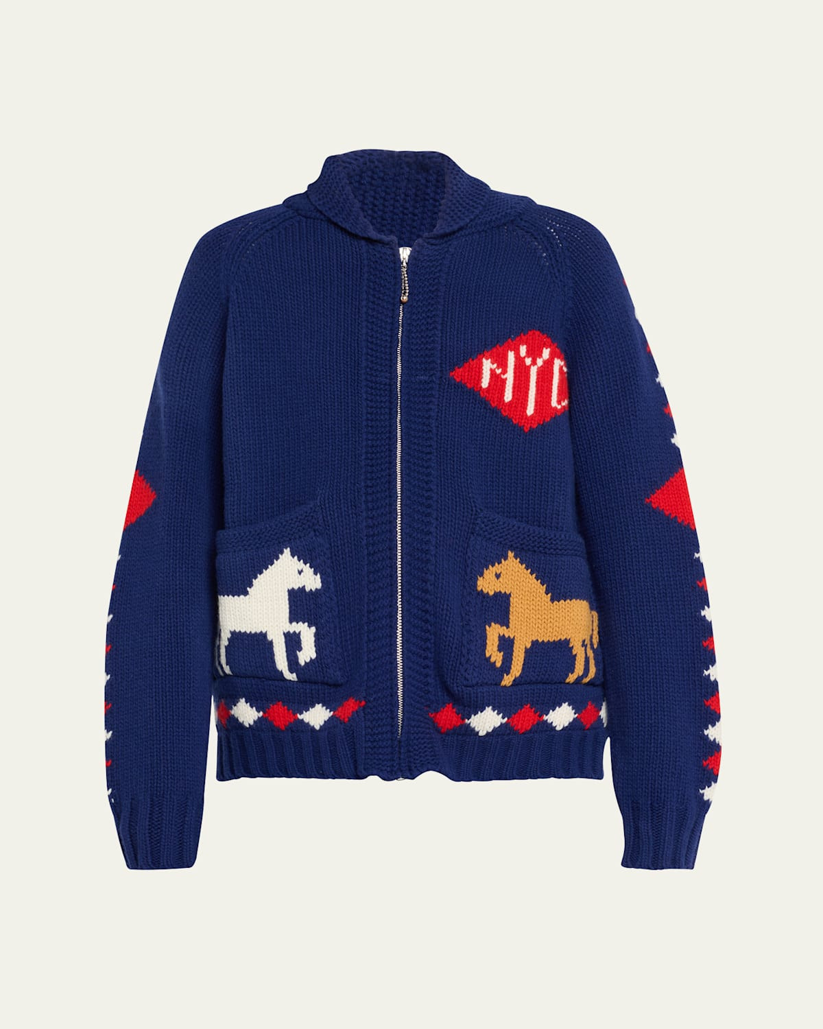 Diamond Corral Horse Merino Wool Cardigan | Bergdorf Goodman