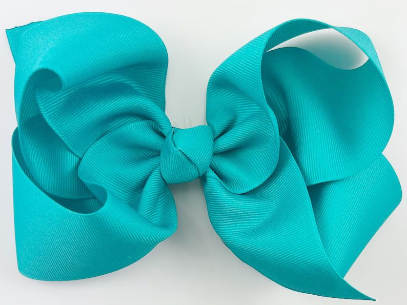 Caribbean blue Extra Large Hair Bow, 6" 6 inch hair bows, big bow, extra large bow, jumbo hair bo... | Etsy (US)