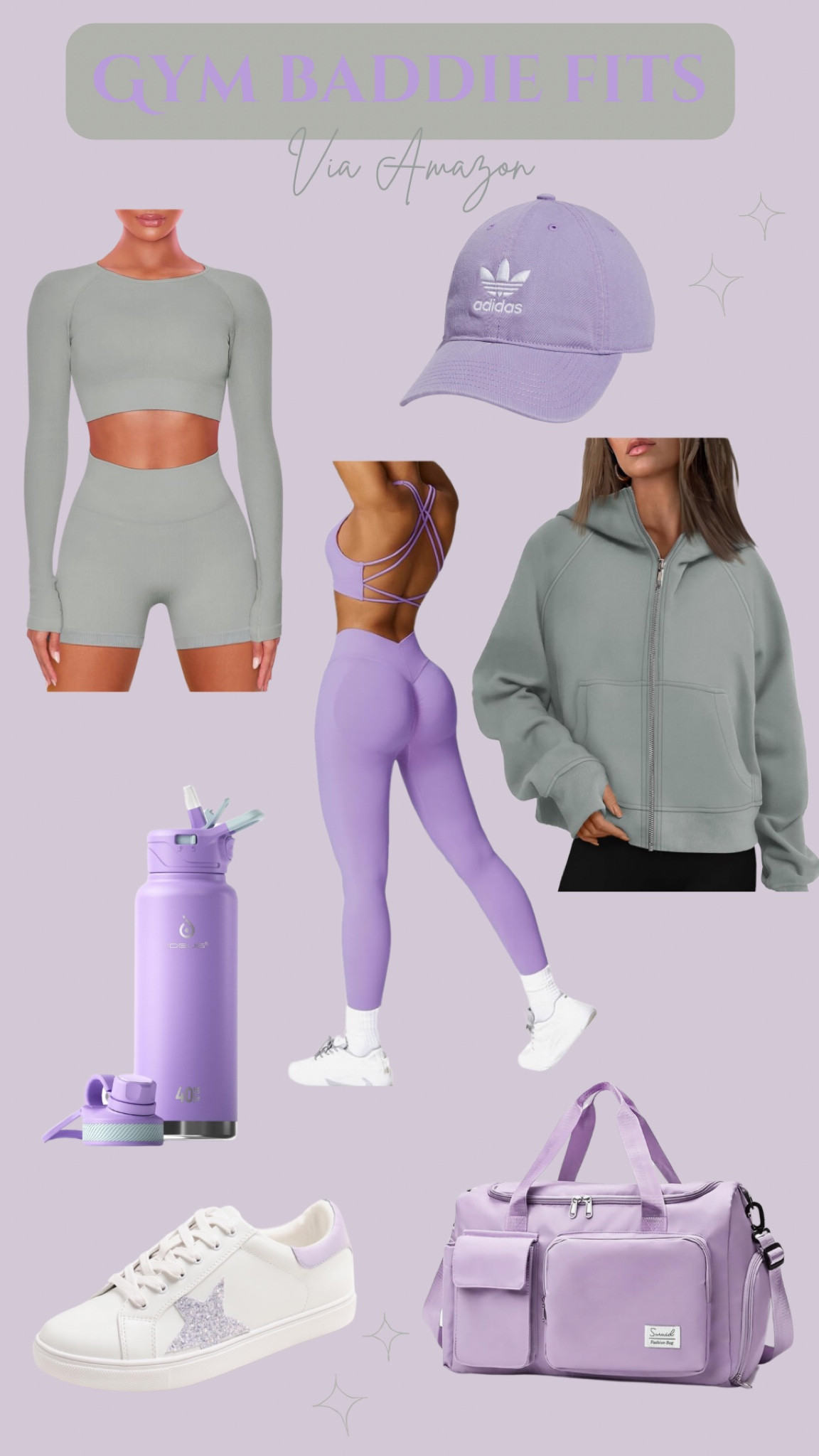 Gym Baddie Fits💜
Fitness, gym rat, summer, matching sets, gym jacket, purple set, gym bag, adidas hat, purple water bottle, cute sneakers, wellness, fitness goals, amazon, clean girl, boss babe

#LTKfitness #LTKsalealert #LTKActive