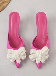 Bow & Faux Pearl Decor Stiletto Heeled Mules
   SKU: sx2109013476736116      
          (487 Revi... | SHEIN