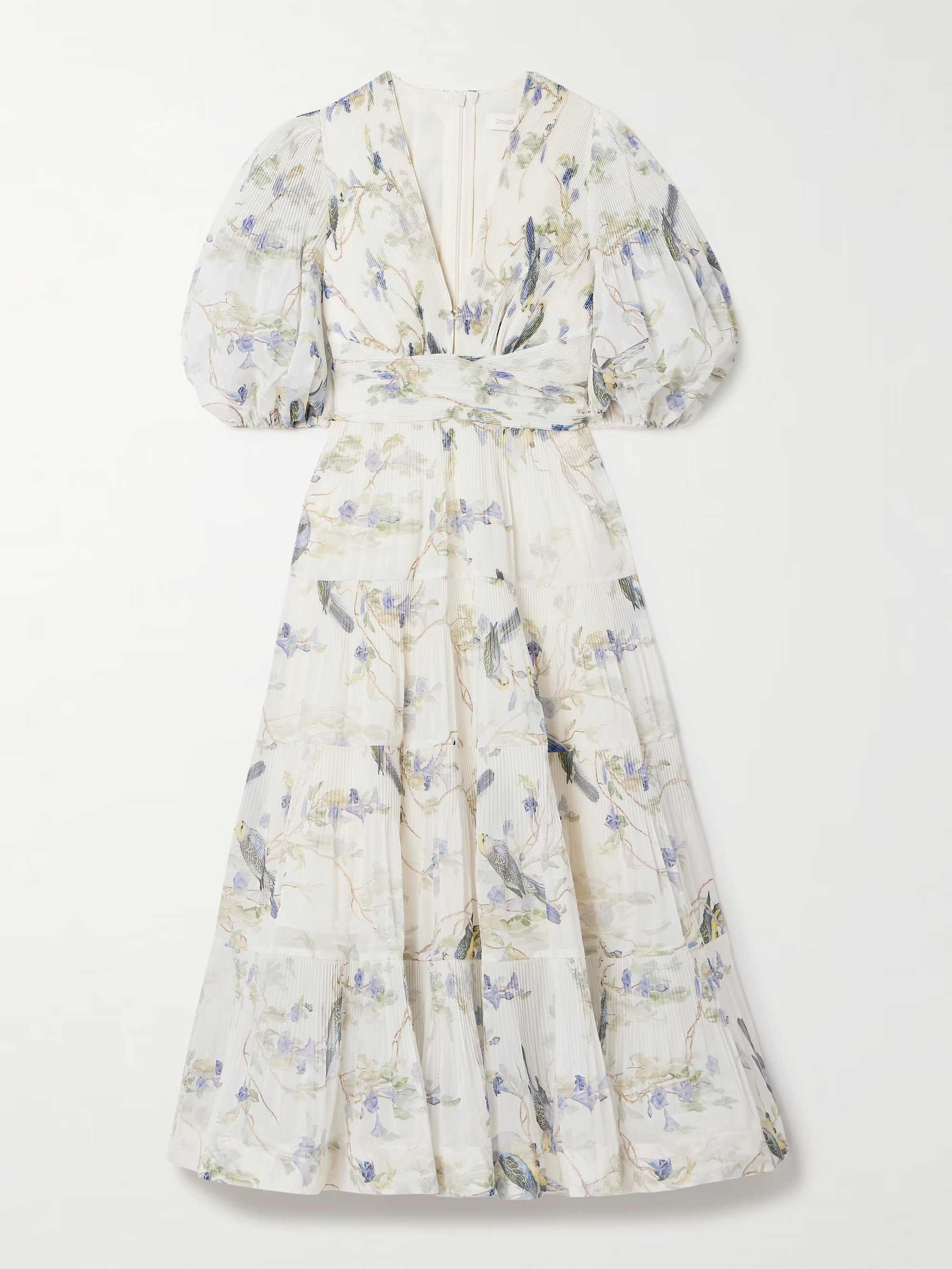 Belted pleated printed chiffon midi dress | NET-A-PORTER (US)