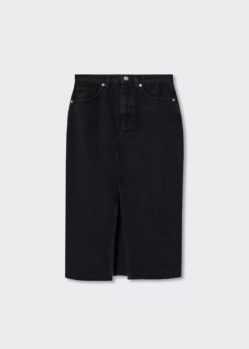 Slit denim skirt -  Women | Mango United Kingdom | MANGO (UK)