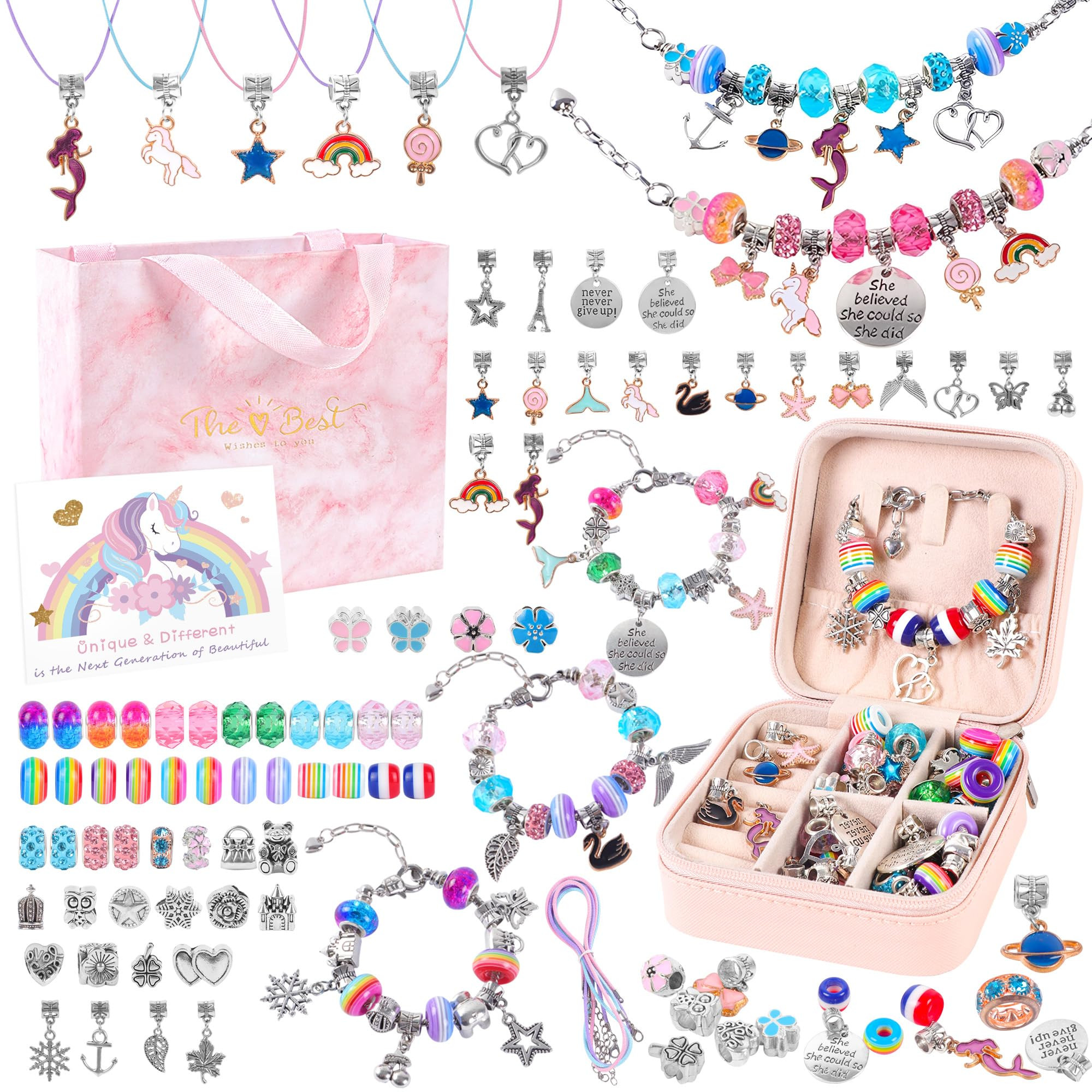 Charm Bracelet Jewelry Making Kit - A Perfect Birthday Holiday Gift for Girls Age 6 7 8 9 10 with... | Amazon (US)
