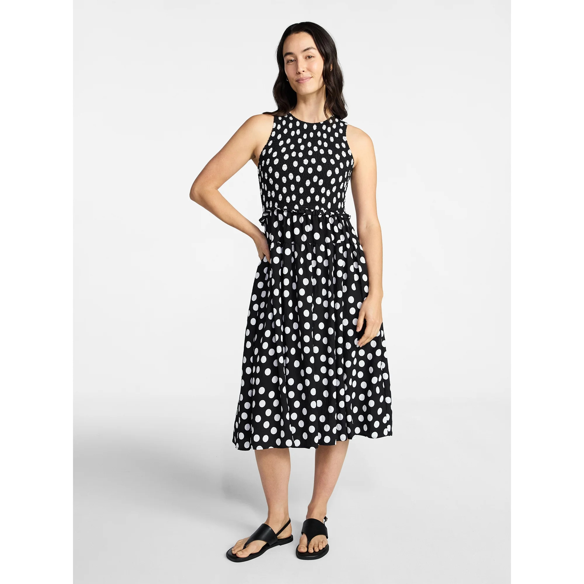 Time and Tru Women's Sleeveless Smocked Midi Dress, Sizes XS-XXXL | Walmart (US)
