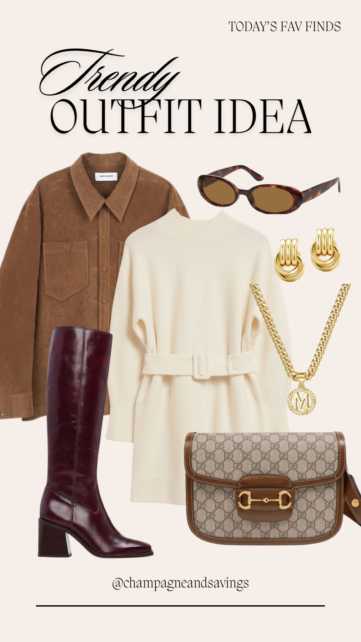 A chic style sweater dress outfit / suede jacket outfit paired with burgundy boots. If you’re looking for burgundy outfit ideas as a women’s autumn outfit to try then you will love this entire women’s fashion look. 

#LTKStyleTip #LTKShoeCrush #LTKSeasonal