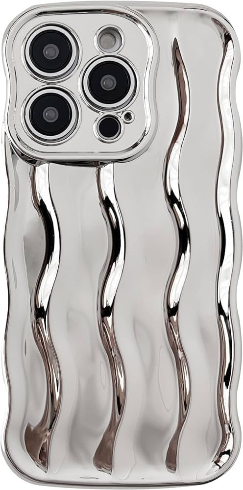Caseative Water Ripple Pattern Curly Wave Frame Soft Compatible with iPhone Case (Silver,iPhone 1... | Amazon (US)