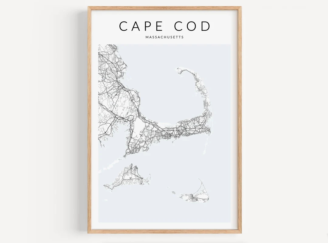 Cape Cod Map Print, Massachusetts Map Print, Cape Cod Massachusetts Poster, Nantucket Gift, Islan... | Etsy (US)
