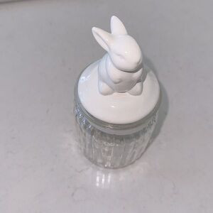 Vintage Jar Clear Glass Ribbed Iridescent White Bunny Lid | Poshmark
