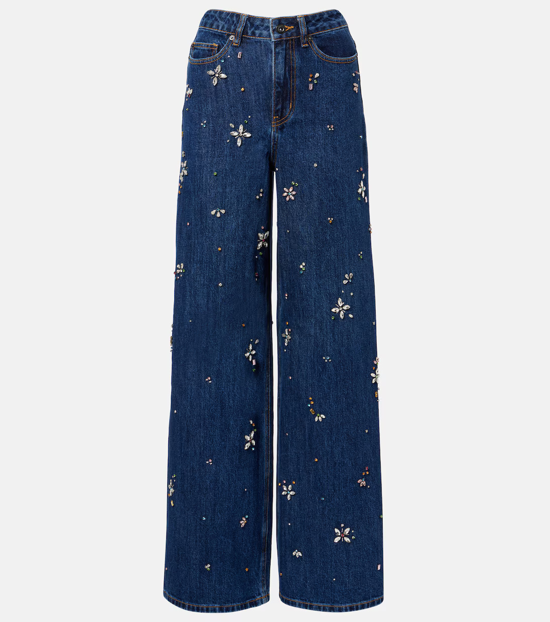 Embellished high-rise wide-leg jeans | Mytheresa (UK)