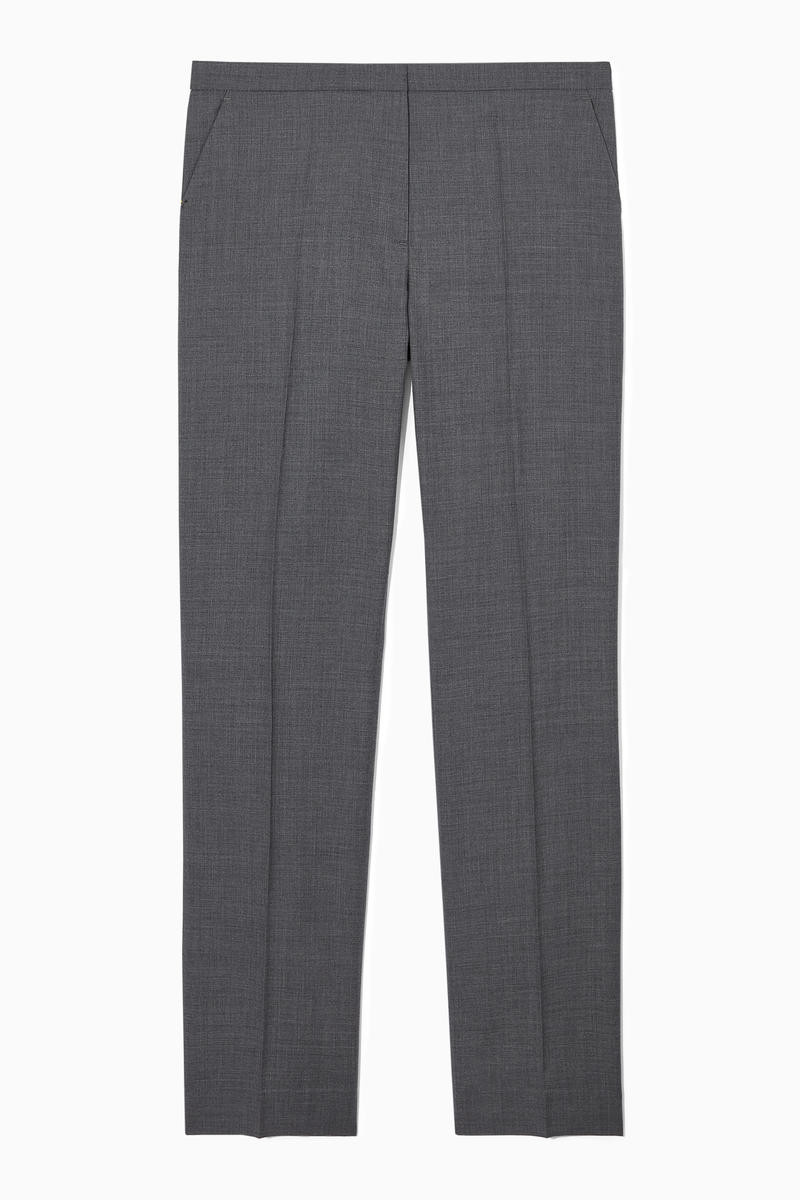 Slim Tailored Wool Trousers in Grey | COS UK