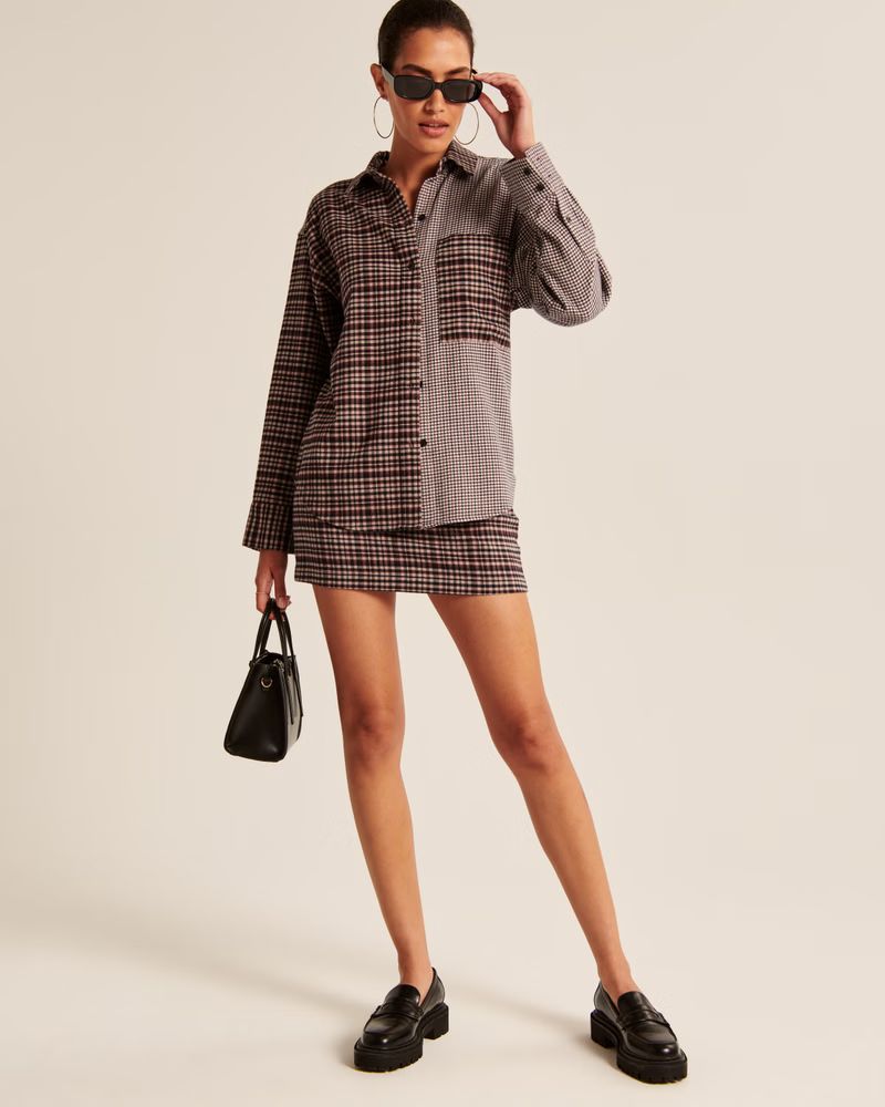 Women's Oversized Colorblock Flannel Shirt Jacket | Women's Matching Sets | Abercrombie.com | Abercrombie & Fitch (US)