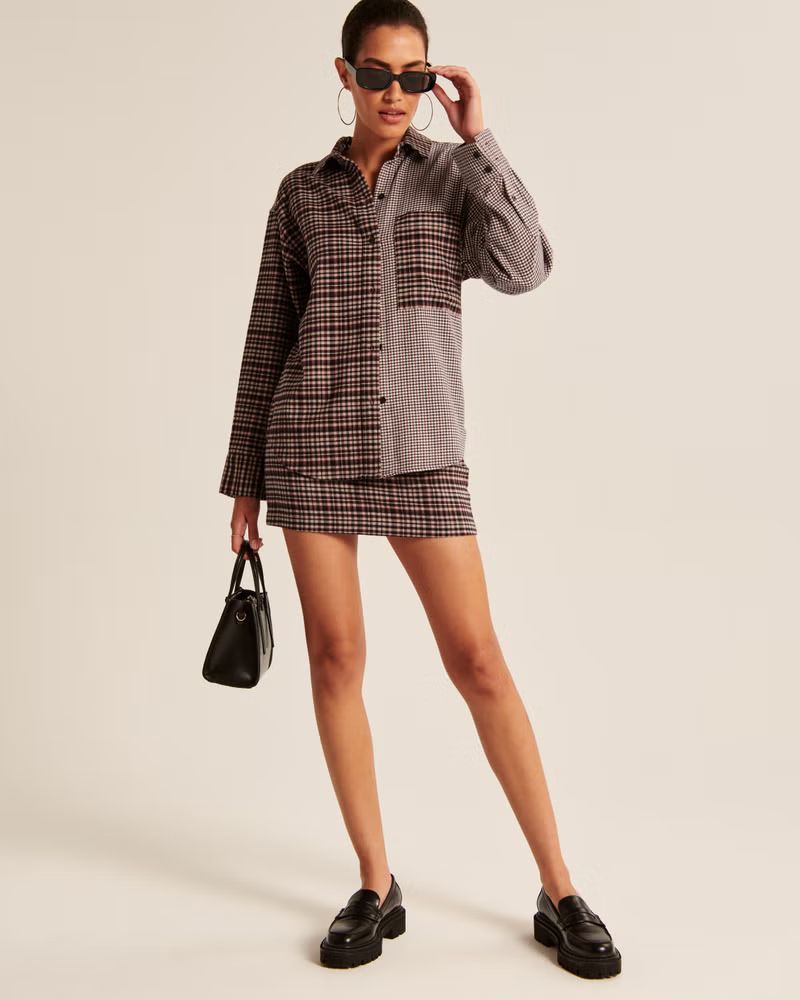 Oversized Colorblock Flannel Shirt Jacket | Abercrombie & Fitch (US)