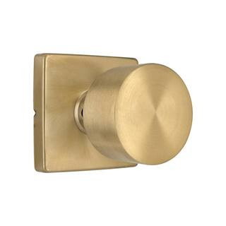 Ridgeway Brushed Gold Hall/Closet Passage Door Knob with Square Rose | The Home Depot