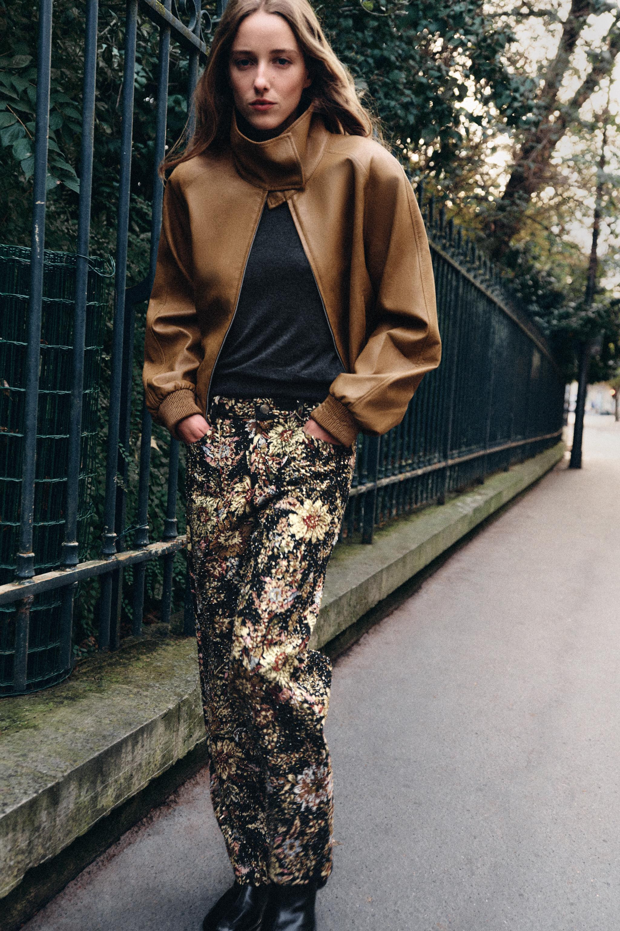 FLORAL BEADED PANTS ZW COLLECTION | Zara US
