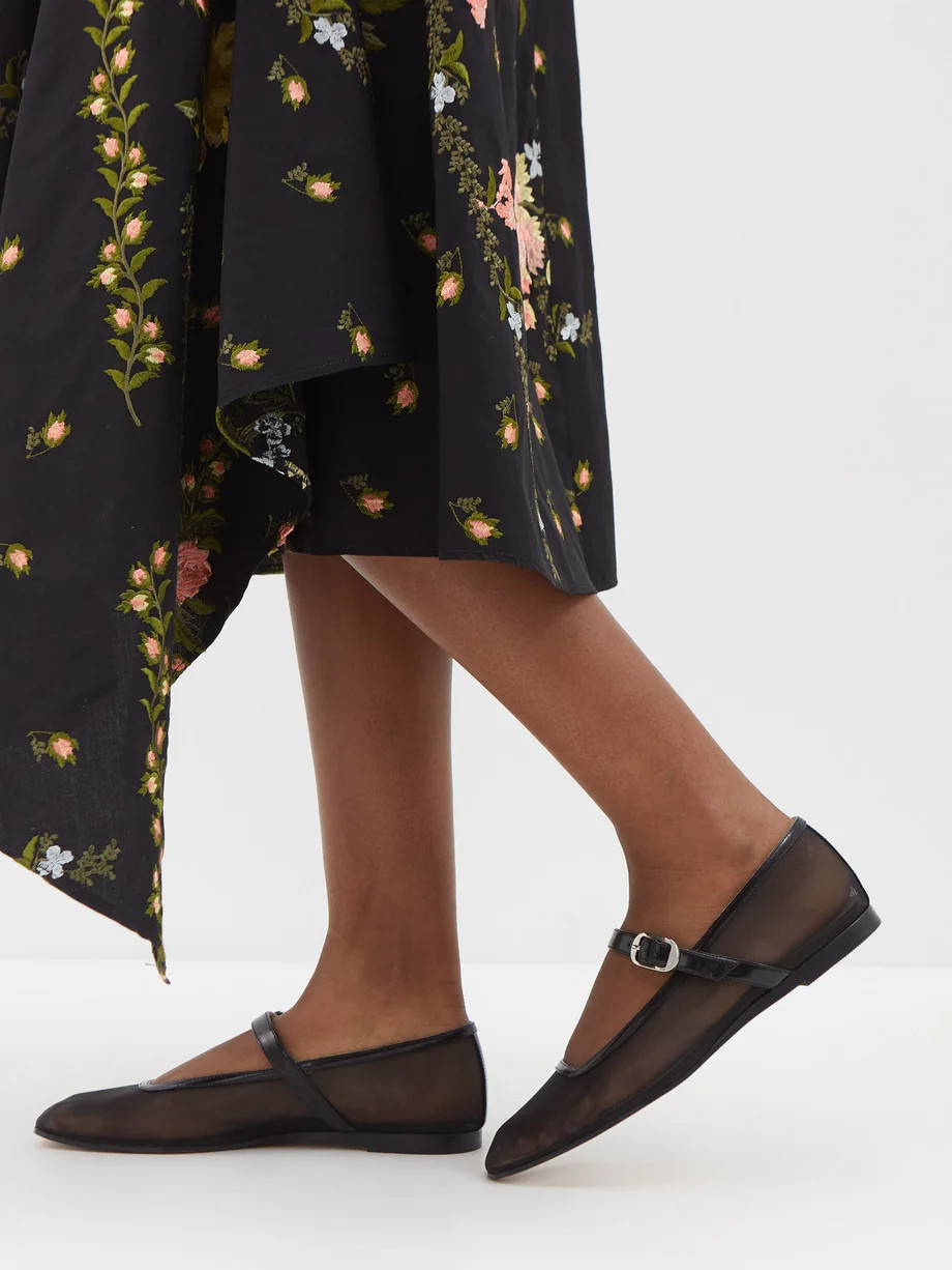 Leather-trim mesh Mary Jane ballet flats | Le Monde Beryl | Matches (US)