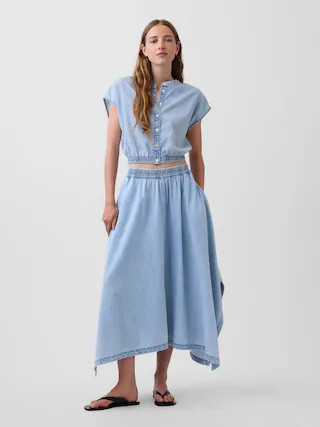 Denim Midi Handkerchief Skirt | Gap (US)