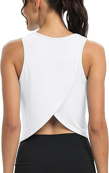Mippo Workout Tops for Women Cropped Open Back Sleeveless Tank Tops Athletic Gym Yoga Shirts Loos... | Amazon (US)