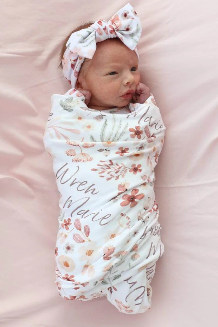Wren's Wildflower Personalized Swaddle Blanket | Caden Lane