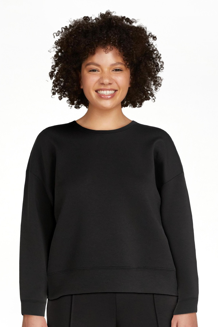 Scoop Women's and Women's Plus New Scubaknit Cropped Sweatshirt with Drop Sleeves, Sizes XS-4X | Walmart (US)