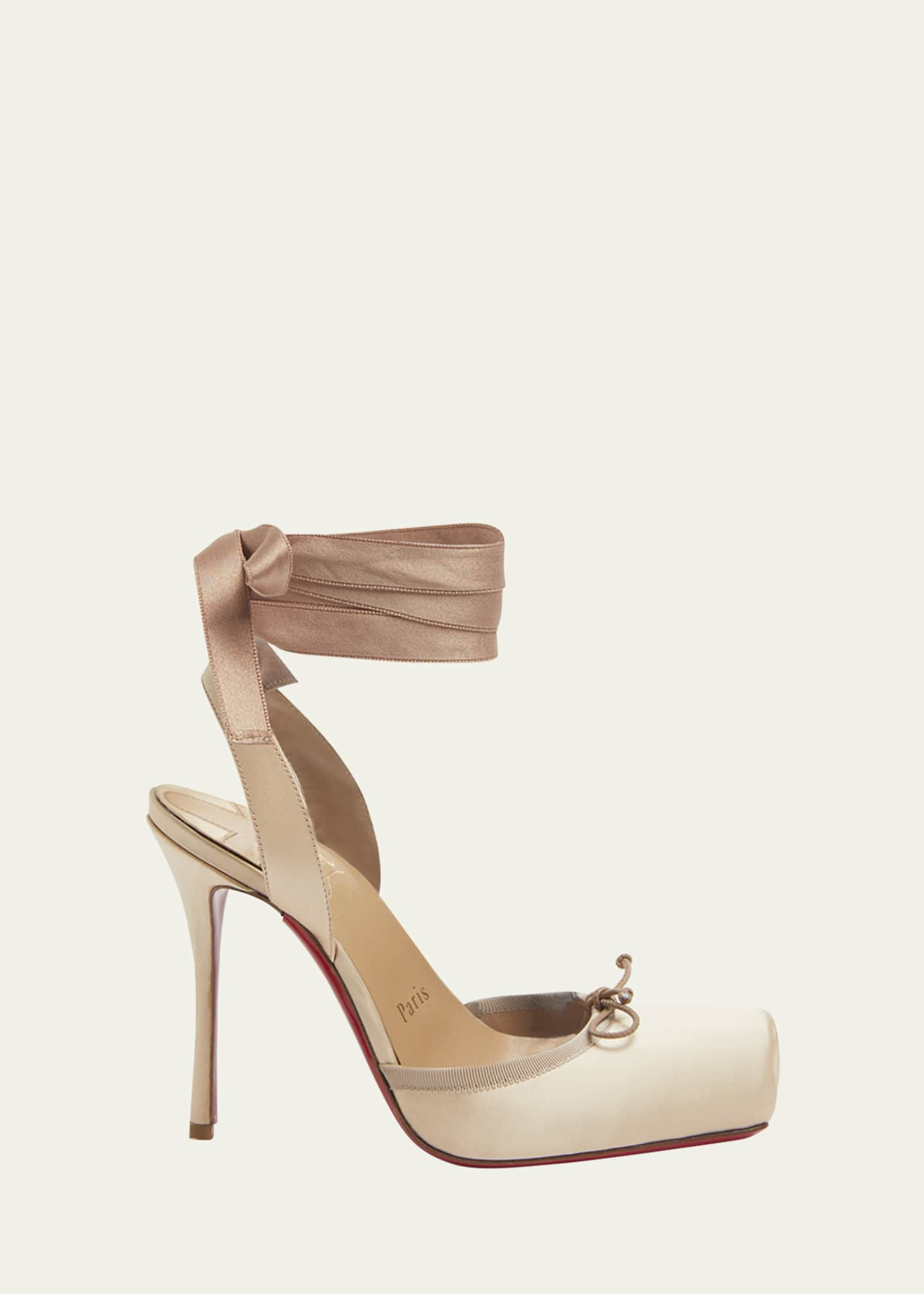 Christian Louboutin Cassia Silk Ankle-Tie Red Sole Pumps | Bergdorf Goodman