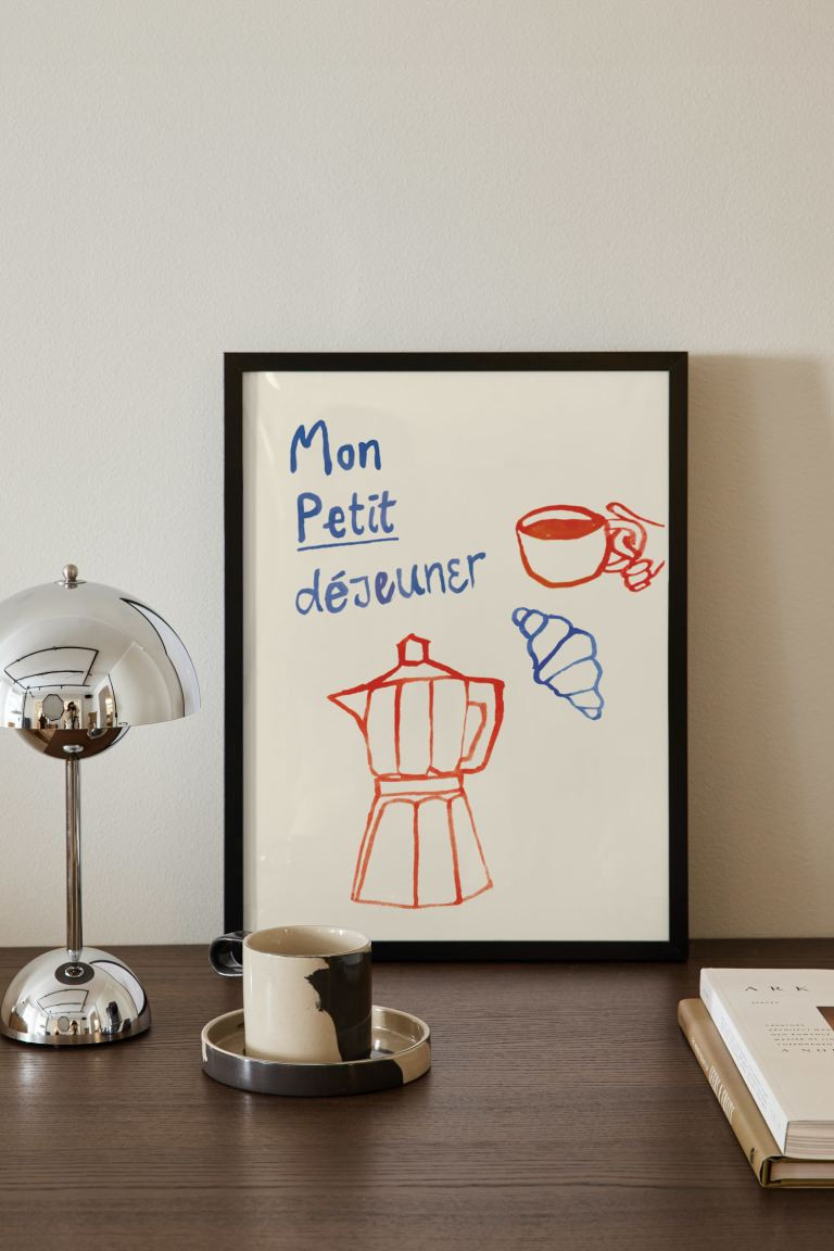 Mon Petit Dejeuner Poster - Beige/blue/red - Home All | H&M GB | H&M (UK, MY, IN, SG, PH, TW, HK)