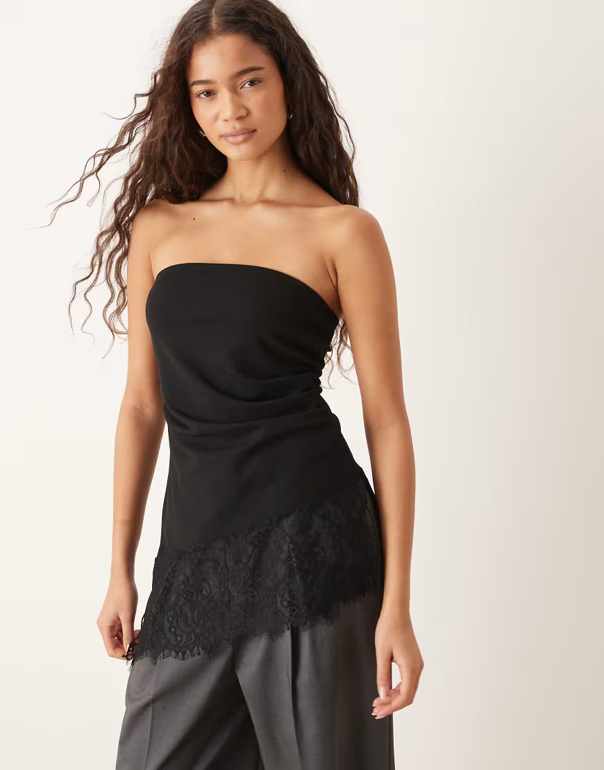 Gina Tricot lace tube top in black | ASOS (Global)