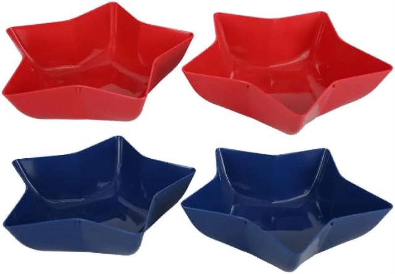 4 PC Set of Red & Blue Star Bowls for 4th of July - Independence Day, BBQ, Backyard Get Together,... | Walmart (US)