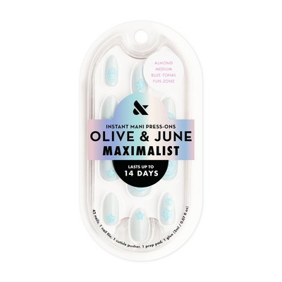 Olive & June Press-On Fake Nails - Maximalist - M Almond - Blue Tonal Fun Zone - 42ct | Target