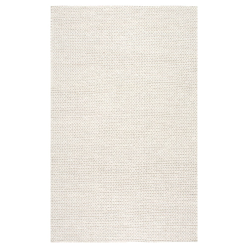 nuLOOM 100% Wool Hand Woven Chunky Woolen Cable Accent Rug - White (3' x 5'), Adult Unisex, Off White | Target