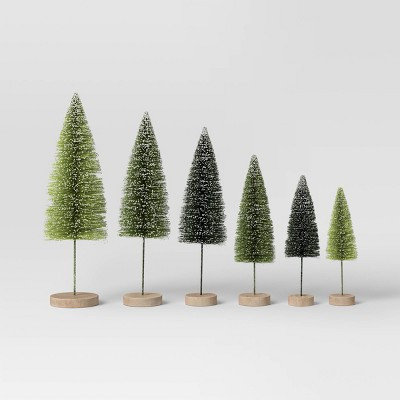 6pc Sisal Bottle Brush Tree Christmas Figurine Set Green - Wondershop™ | Target