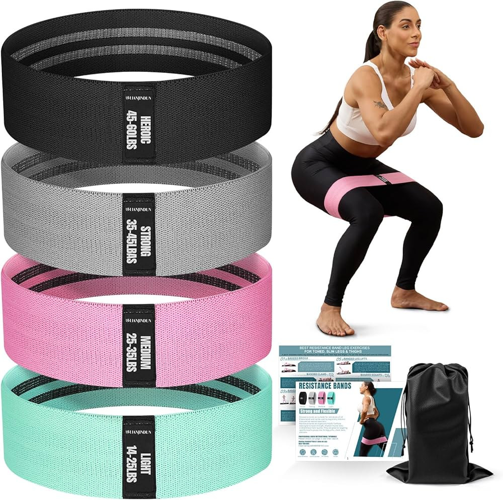 Resistance Bands for Working Out with Guide, 4 Workout Bands for Women & Men, Fabric Exercise Ban... | Amazon (US)