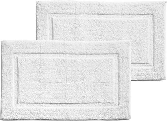 mDesign 100% Cotton Bath Mat - Soft Hotel-Style Rectangular Bathroom Floor Rug - Plush, Water Abs... | Amazon (US)