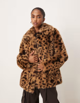 Mango faux fur jacket in leopard print | ASOS (Global)
