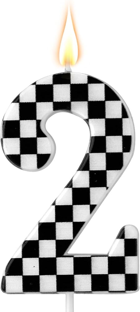 Racing Cars Themed Birthday Candle, Checkered Flag Number Candles Black and White Candles Happy B... | Amazon (US)